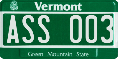 VT license plate ASS003