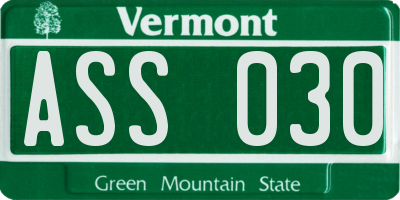 VT license plate ASS030