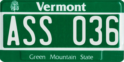 VT license plate ASS036