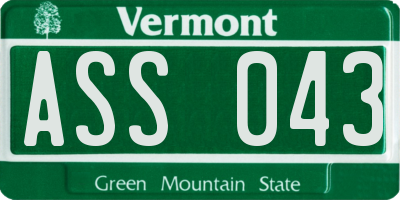 VT license plate ASS043
