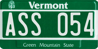 VT license plate ASS054