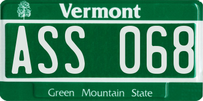 VT license plate ASS068