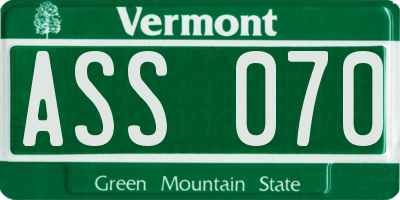 VT license plate ASS070