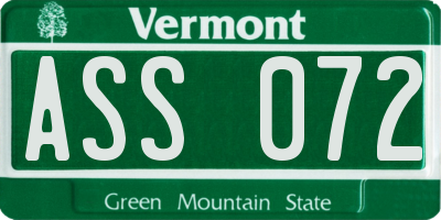 VT license plate ASS072