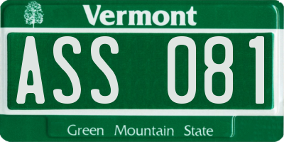 VT license plate ASS081