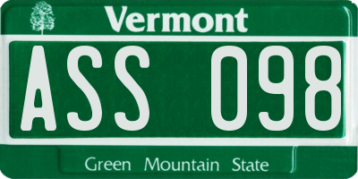 VT license plate ASS098