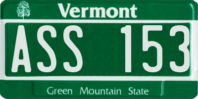 VT license plate ASS153