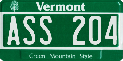 VT license plate ASS204