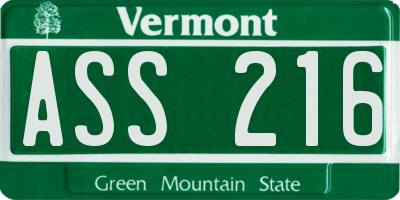 VT license plate ASS216