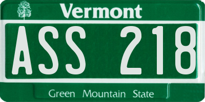 VT license plate ASS218
