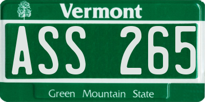 VT license plate ASS265