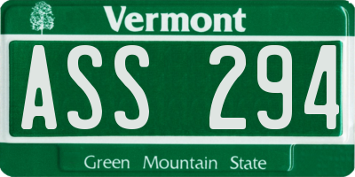 VT license plate ASS294