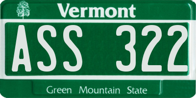 VT license plate ASS322