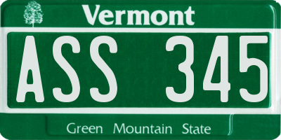 VT license plate ASS345
