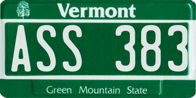 VT license plate ASS383