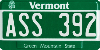VT license plate ASS392