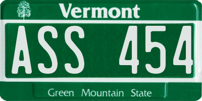 VT license plate ASS454