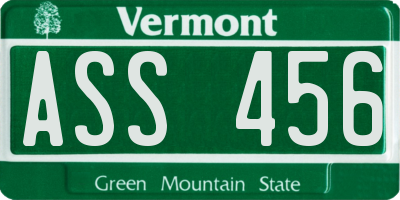 VT license plate ASS456