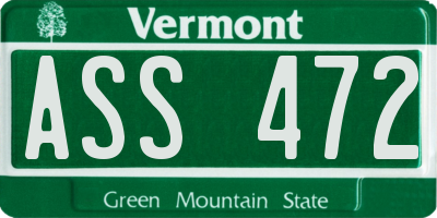 VT license plate ASS472