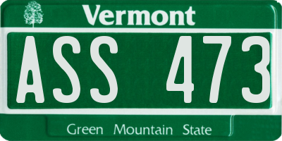 VT license plate ASS473