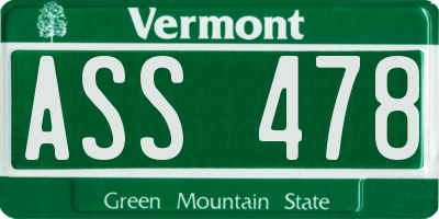 VT license plate ASS478