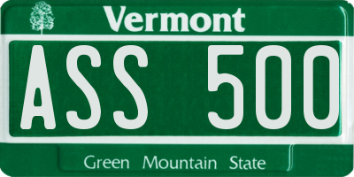 VT license plate ASS500