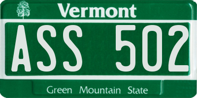 VT license plate ASS502