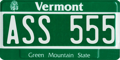 VT license plate ASS555