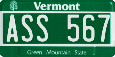 VT license plate ASS567