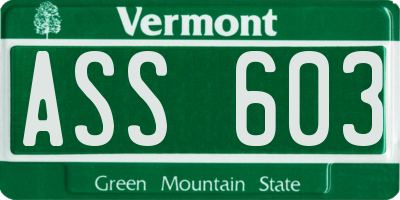 VT license plate ASS603