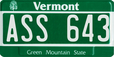 VT license plate ASS643