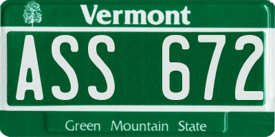 VT license plate ASS672