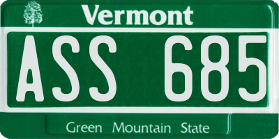 VT license plate ASS685