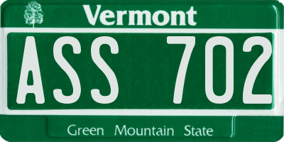 VT license plate ASS702
