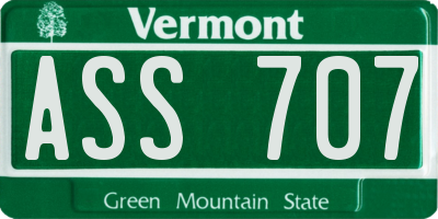VT license plate ASS707