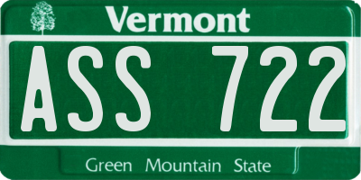 VT license plate ASS722