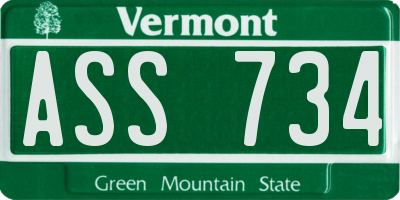 VT license plate ASS734