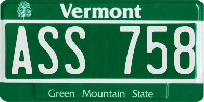 VT license plate ASS758