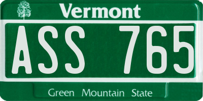 VT license plate ASS765