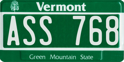 VT license plate ASS768