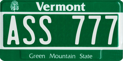VT license plate ASS777