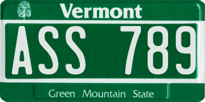VT license plate ASS789
