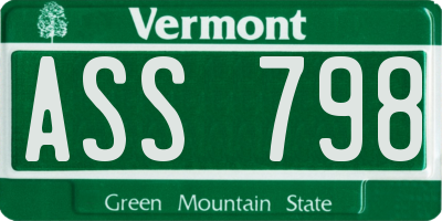 VT license plate ASS798