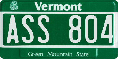 VT license plate ASS804