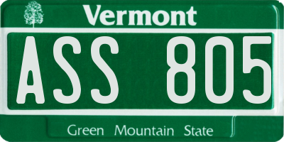 VT license plate ASS805