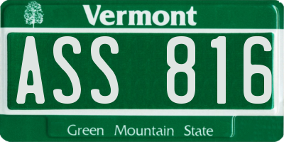 VT license plate ASS816