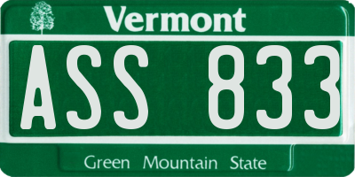 VT license plate ASS833