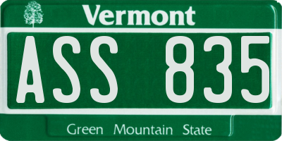 VT license plate ASS835
