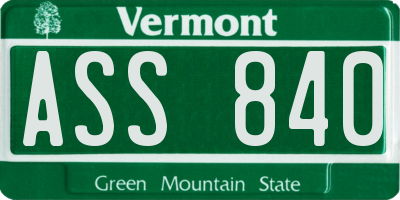VT license plate ASS840