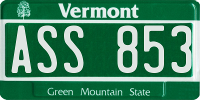 VT license plate ASS853